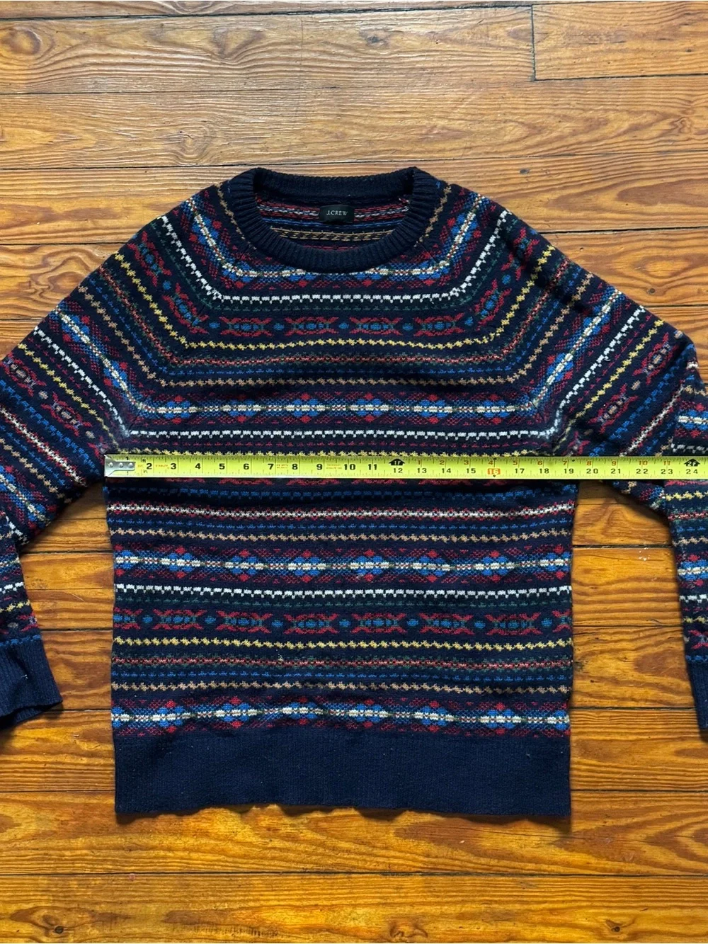 J.Crew Men’s 100% Lambswool Fair Isle Nordic Sweater Navy Size S